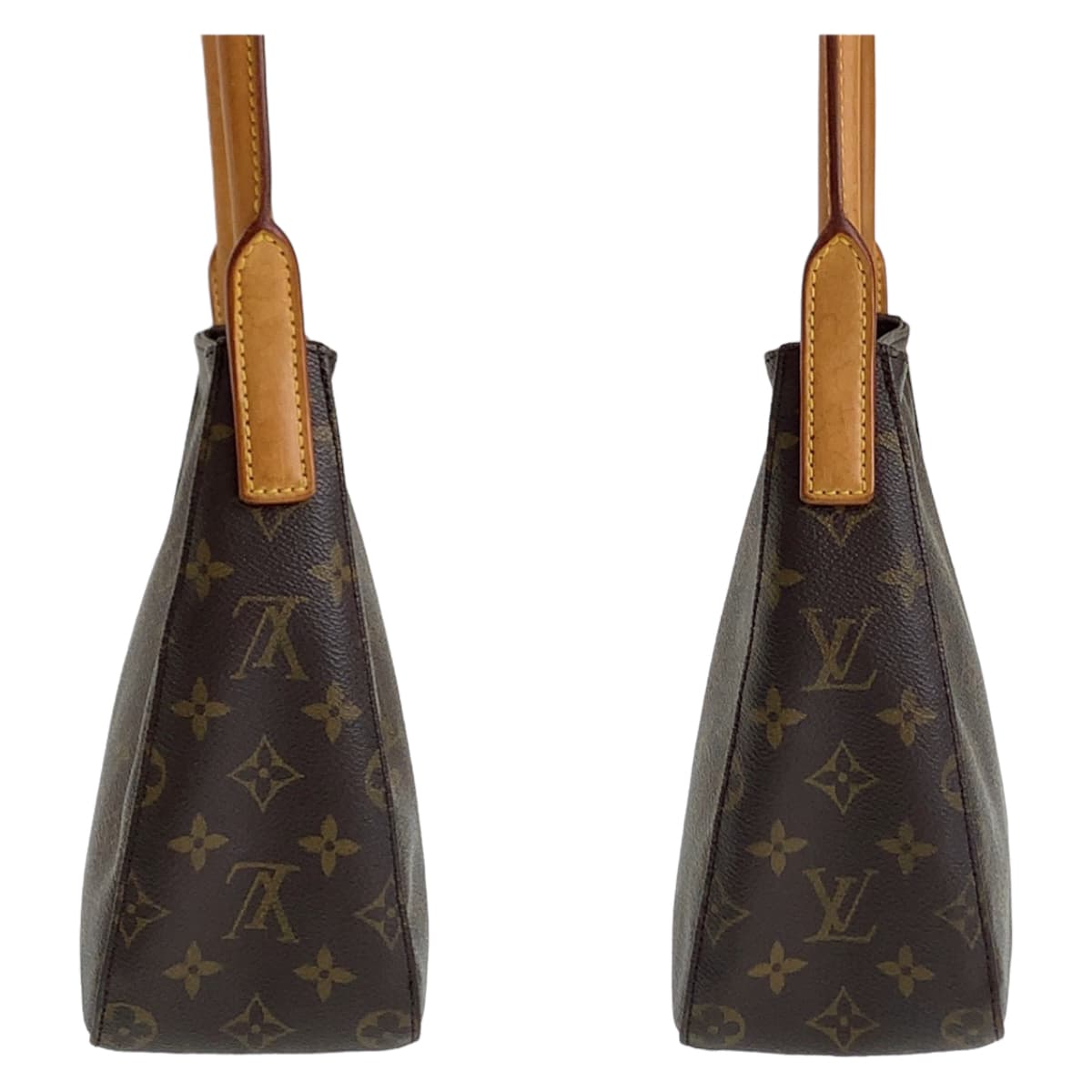 11782
LOUIS VUITTON ルイヴィトン モノグラム ルーピングMM ブラウン ゴールド金具 PVC M51146 ショルダーバッグ  レディース