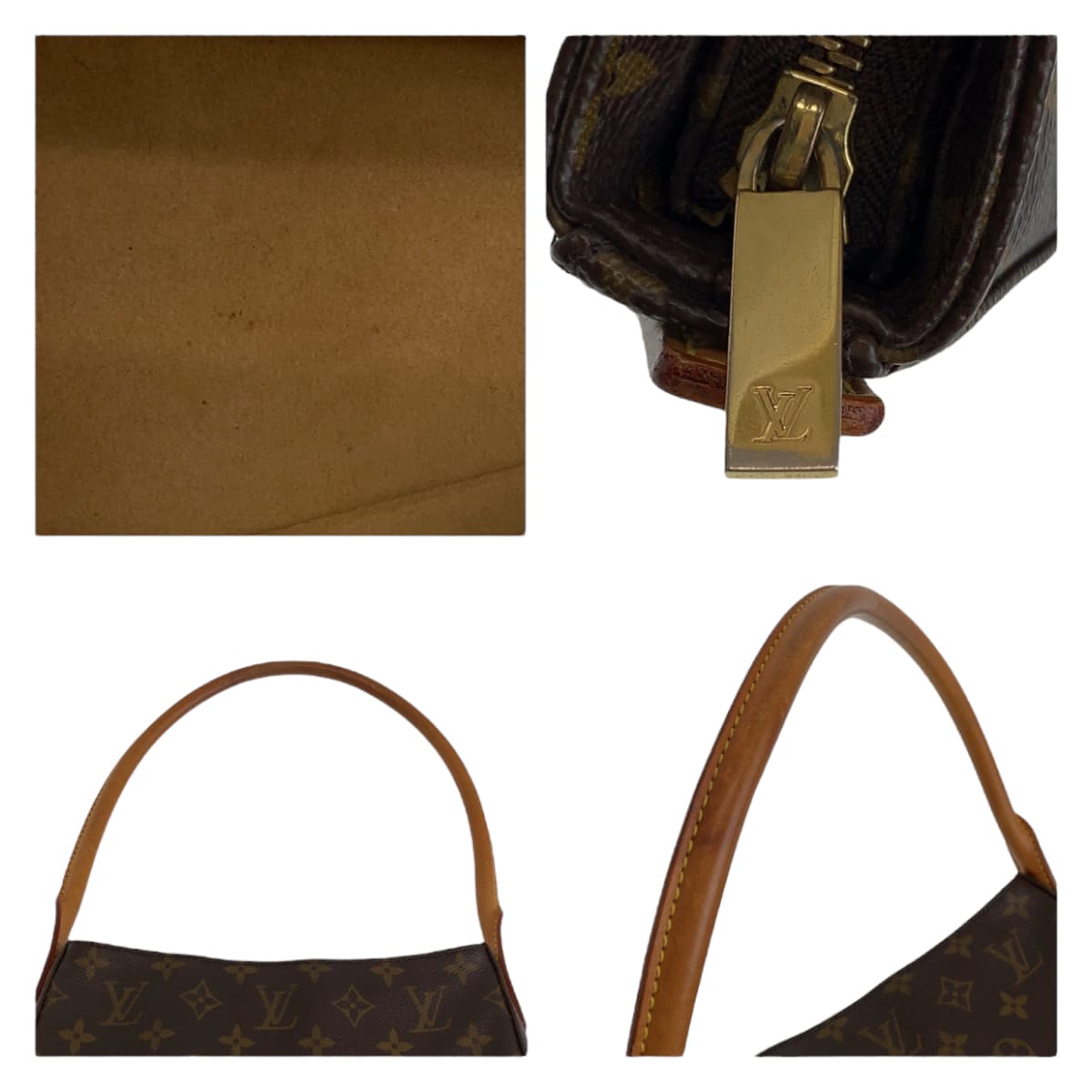 11782
LOUIS VUITTON ルイヴィトン モノグラム ルーピングMM ブラウン ゴールド金具 PVC M51146 ショルダーバッグ  レディース