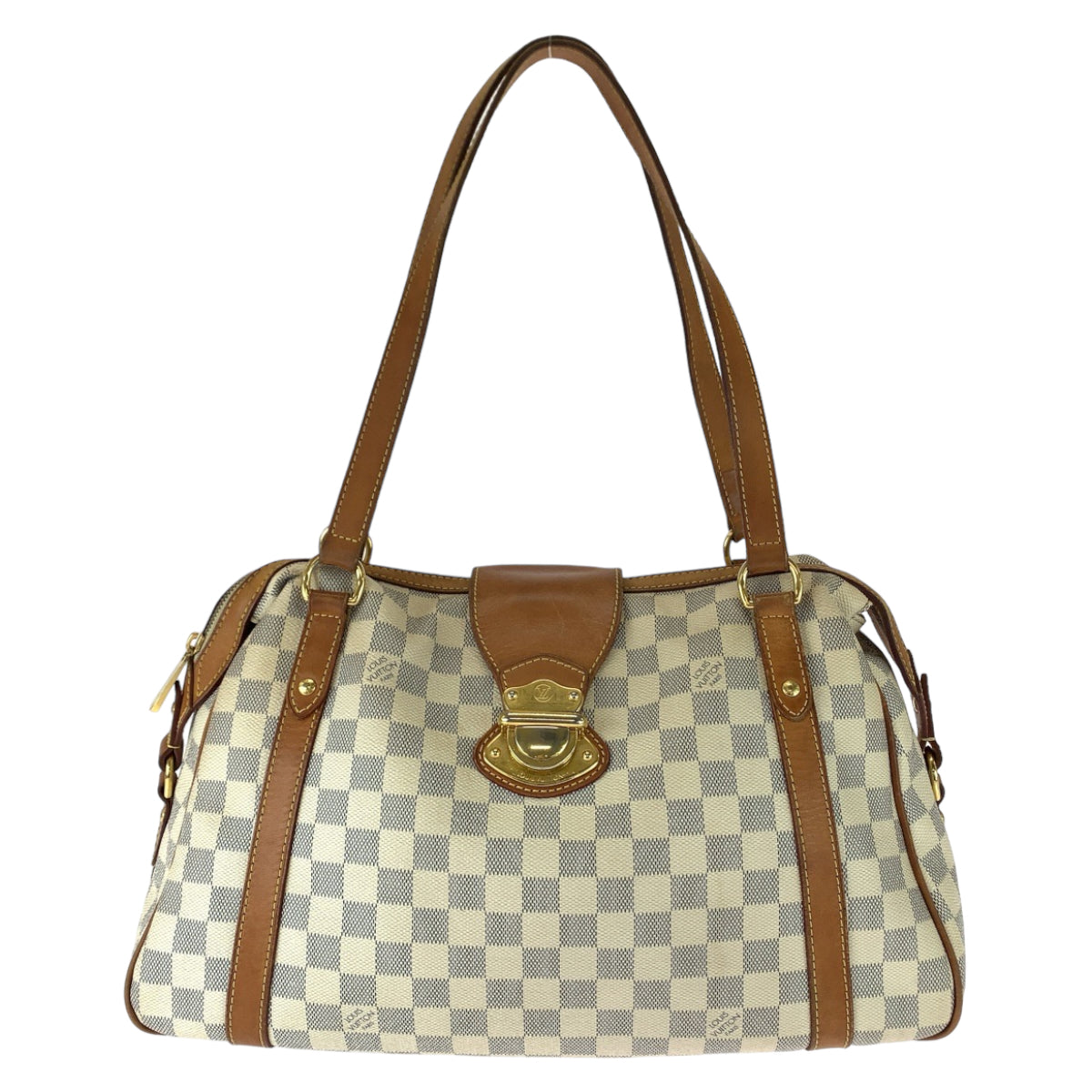 111783
LOUIS VUITTON ルイヴィトン ダミエ アズール ストレーザPM ホワイト ブラウン ゴールド金具 PVC N42220 ショルダーバッグ トートバッグ  レディース