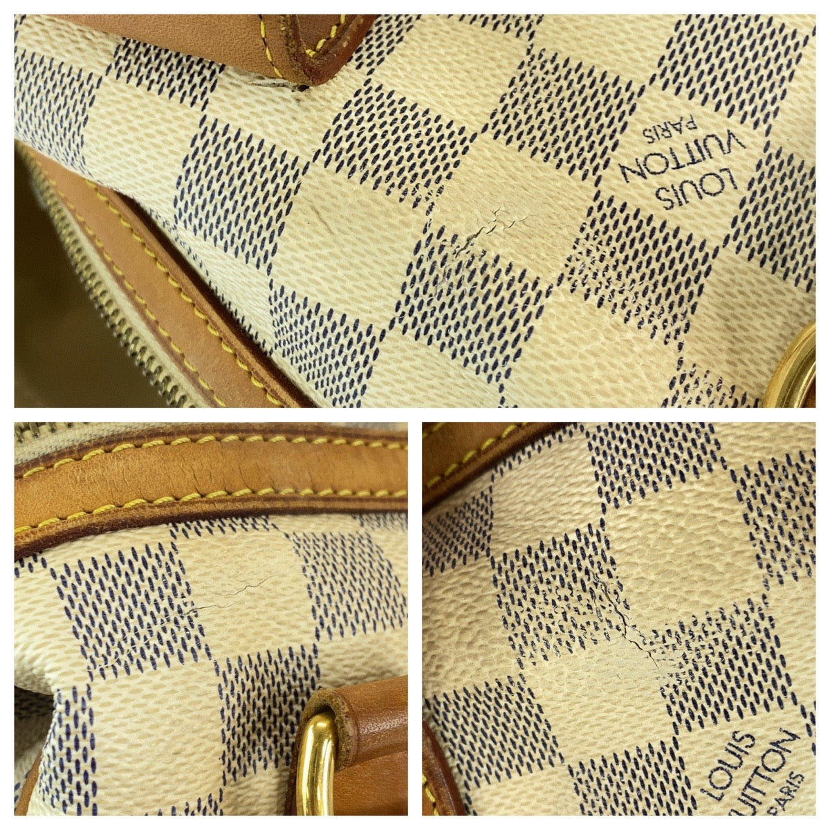 111783
LOUIS VUITTON ルイヴィトン ダミエ アズール ストレーザPM ホワイト ブラウン ゴールド金具 PVC N42220 ショルダーバッグ トートバッグ  レディース