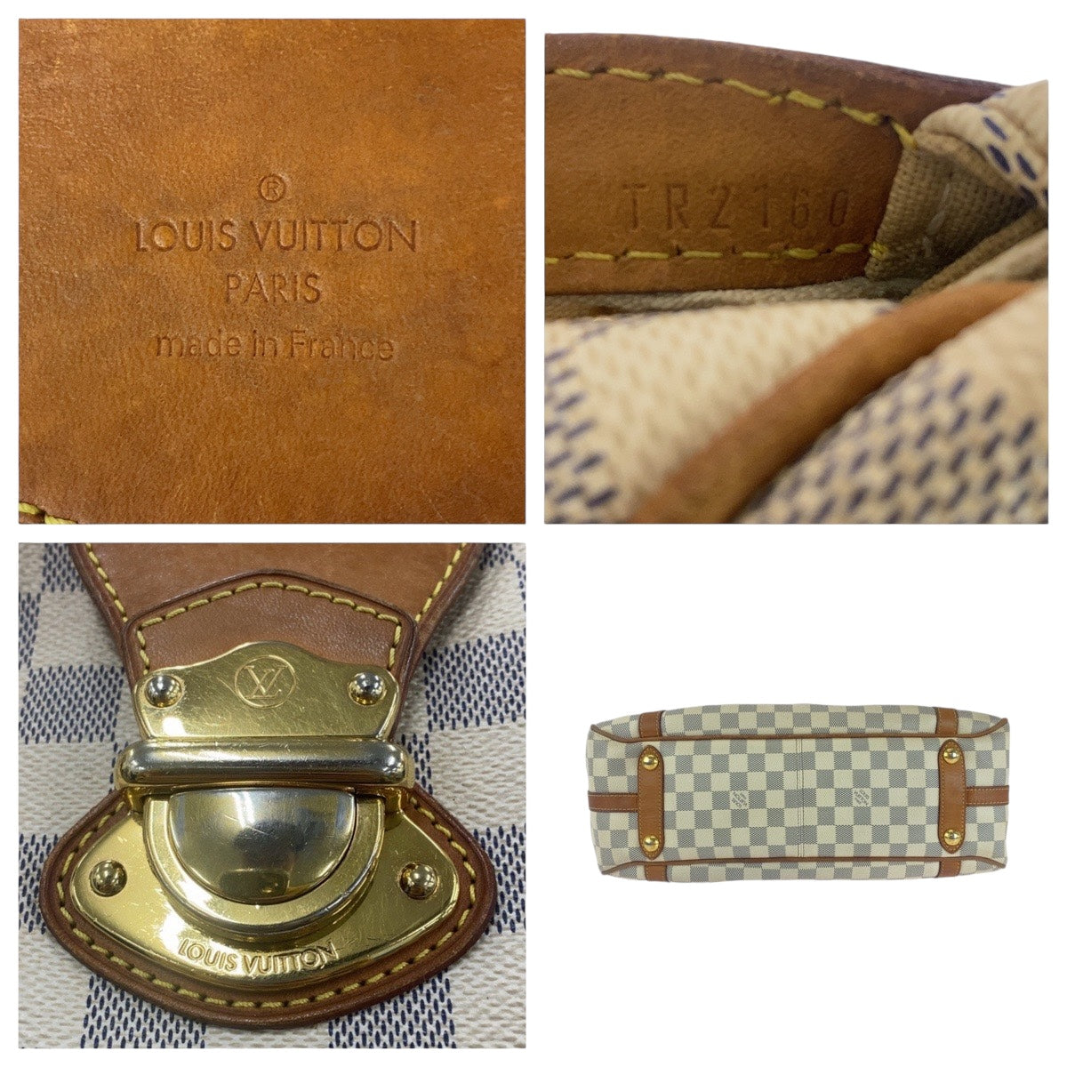 111783
LOUIS VUITTON ルイヴィトン ダミエ アズール ストレーザPM ホワイト ブラウン ゴールド金具 PVC N42220 ショルダーバッグ トートバッグ  レディース