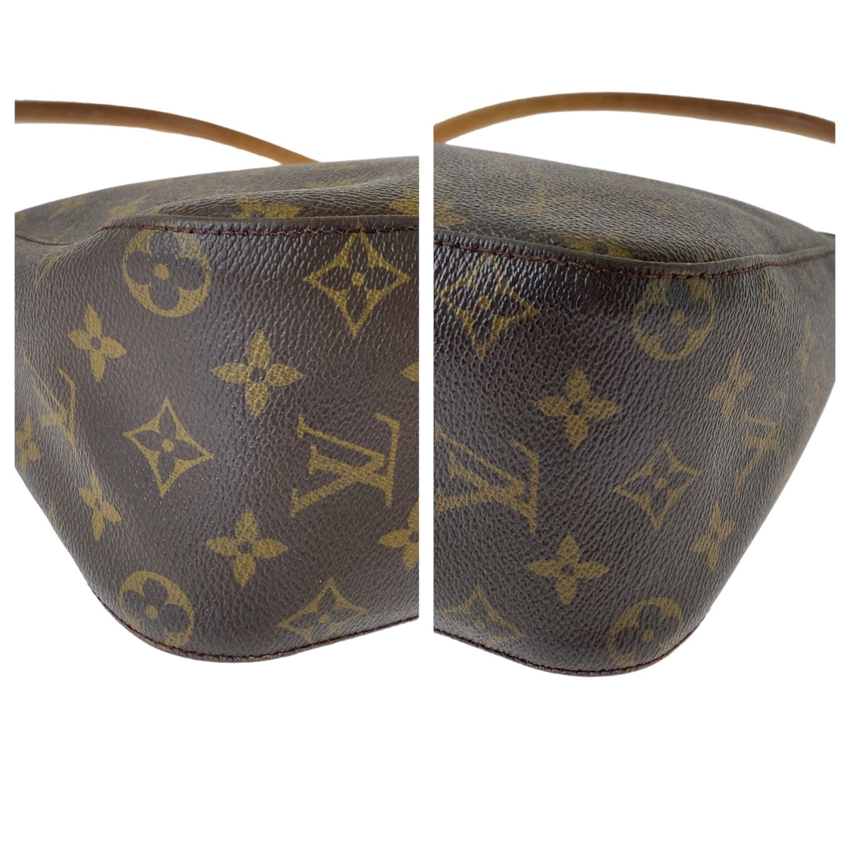 12305
LOUIS VUITTON ルイヴィトン モノグラム ルーピングMM ブラウン ゴールド金具 PVC M51146 ショルダーバッグ  レディース AB50