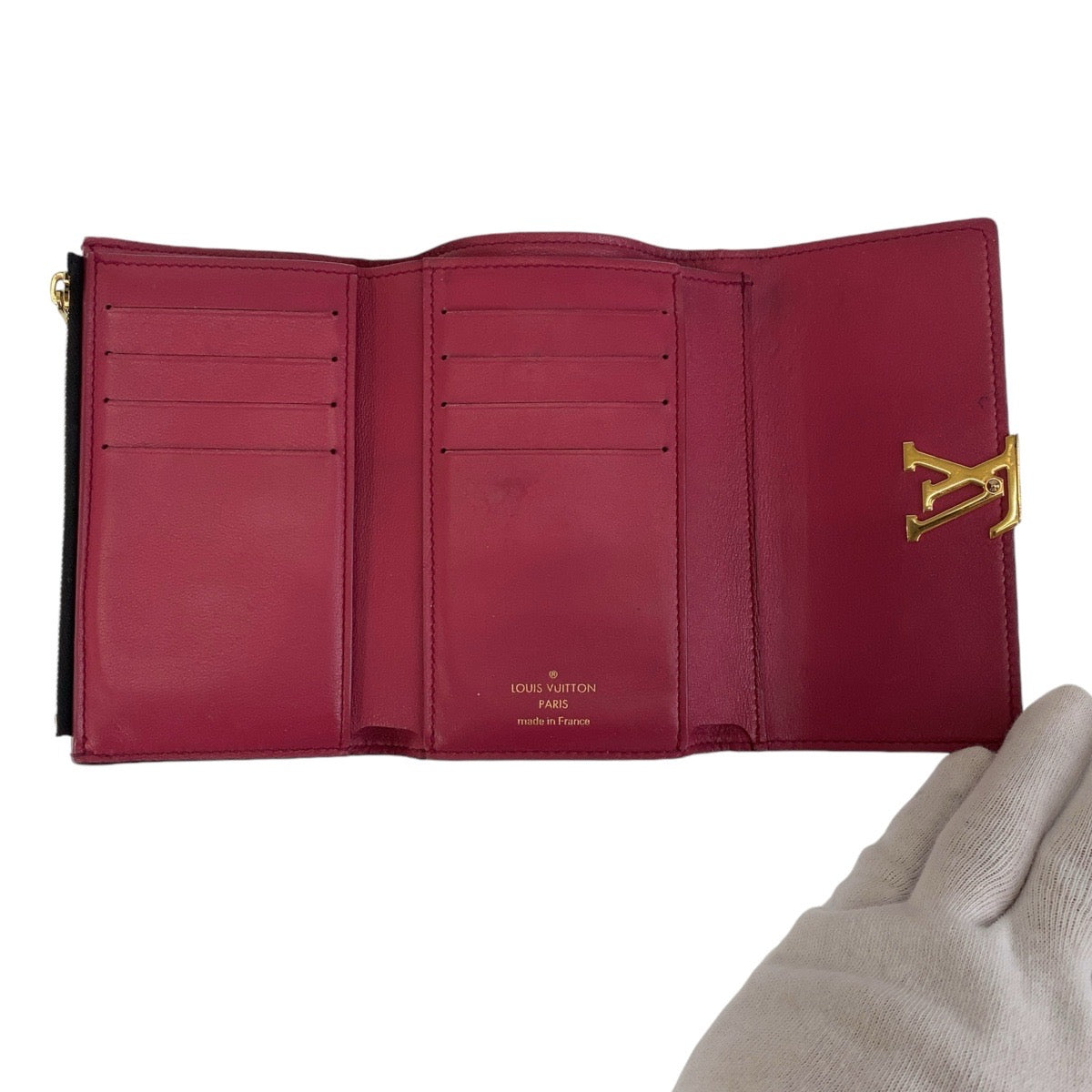 112303
LOUIS VUITTON ルイヴィトン トリヨン ポルトフォイユ カプシーヌ ブラック ピンク ゴールド金具 レザー M61248 折財布 コンパクトウォレット  レディース
