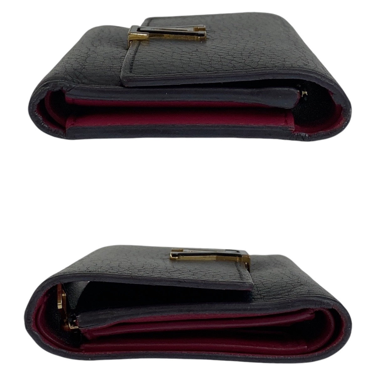 112303
LOUIS VUITTON ルイヴィトン トリヨン ポルトフォイユ カプシーヌ ブラック ピンク ゴールド金具 レザー M61248 折財布 コンパクトウォレット  レディース