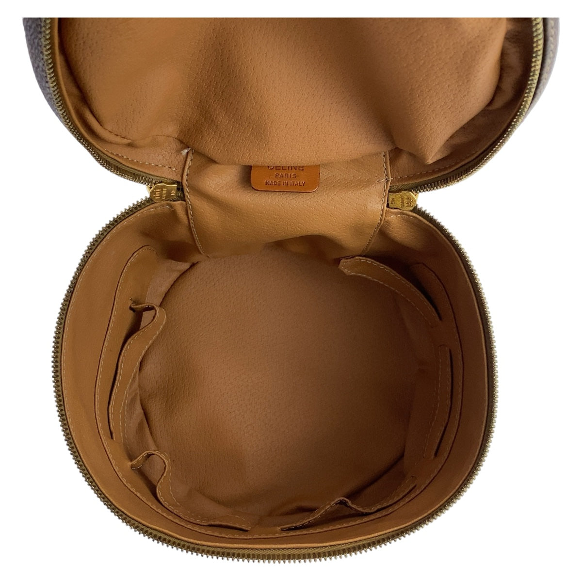 11790
CELINE セリーヌ ヴィンテージ マカダム ブラウン ゴールド金具 PVC / レザー ハンドバッグ バニティバッグ  レディース A46