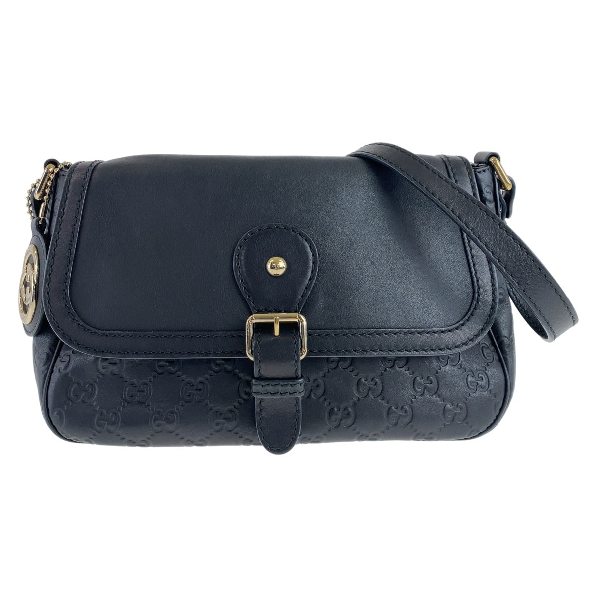111791
GUCCI グッチ グッチシマ ブラック 黒 ゴールド金具 レザー 308452 斜め掛け ショルダーバッグ  レディース