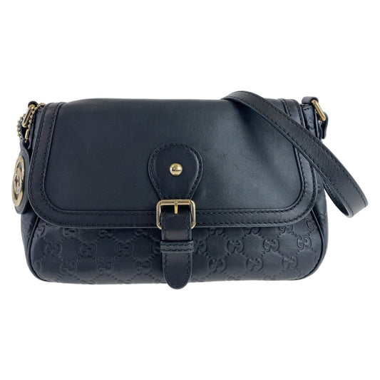 111791
GUCCI グッチ グッチシマ ブラック 黒 ゴールド金具 レザー 308452 斜め掛け ショルダーバッグ  レディース