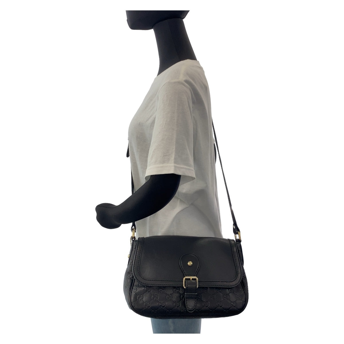 111791
GUCCI グッチ グッチシマ ブラック 黒 ゴールド金具 レザー 308452 斜め掛け ショルダーバッグ  レディース