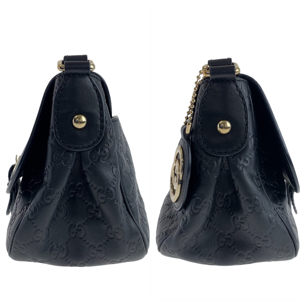 111791
GUCCI グッチ グッチシマ ブラック 黒 ゴールド金具 レザー 308452 斜め掛け ショルダーバッグ  レディース
