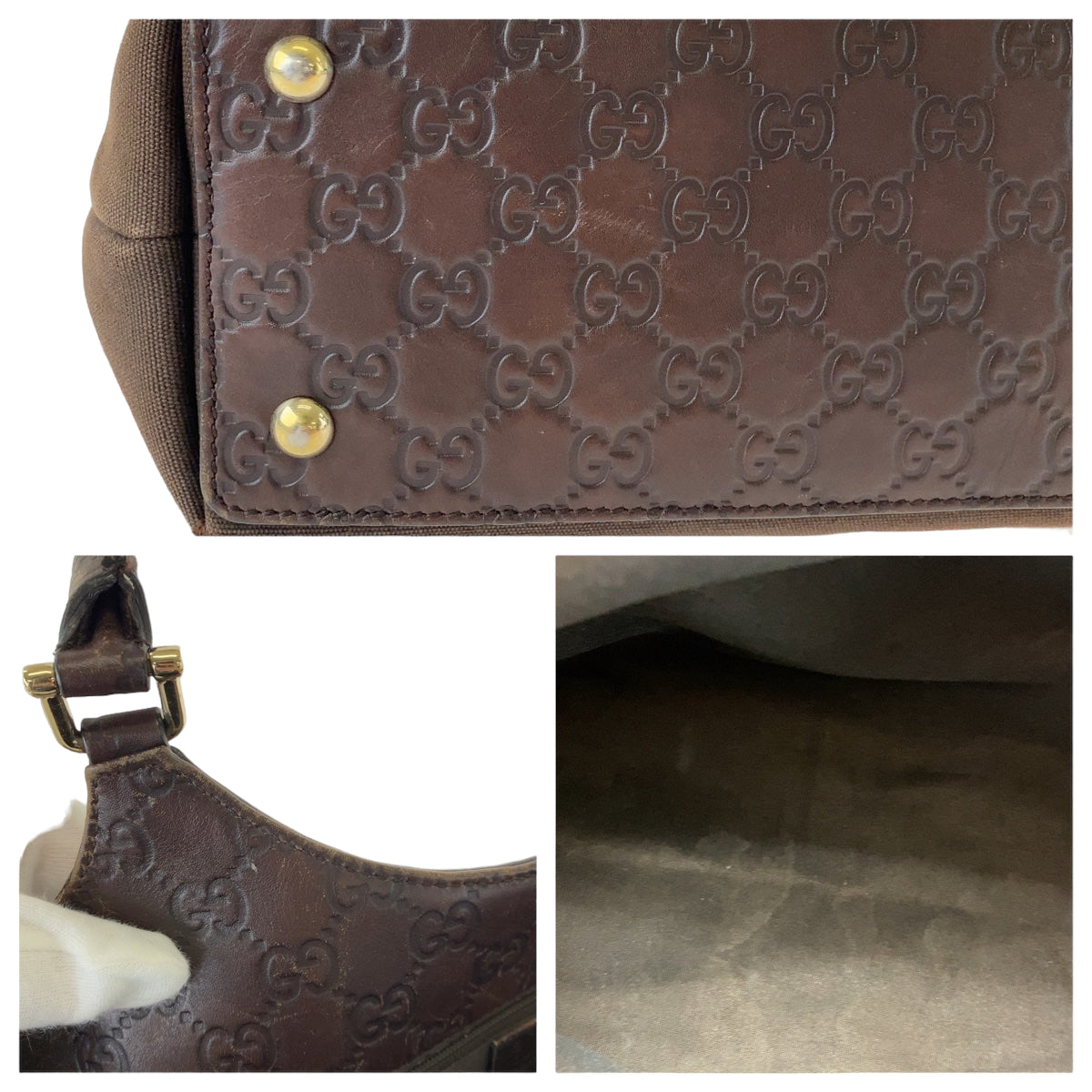 GUCCI グッチ グッチシマ ブラウン ゴールド金具 キャンバス 279153 ショルダーバッグ 肩掛け  レディース