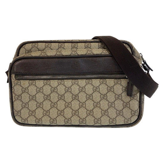 12300
GUCCI グッチ ブラウン シルバー金具 GGスプリームキャンバス / レザー 114531 斜め掛け ショルダーバッグ ポシェット  レディース
