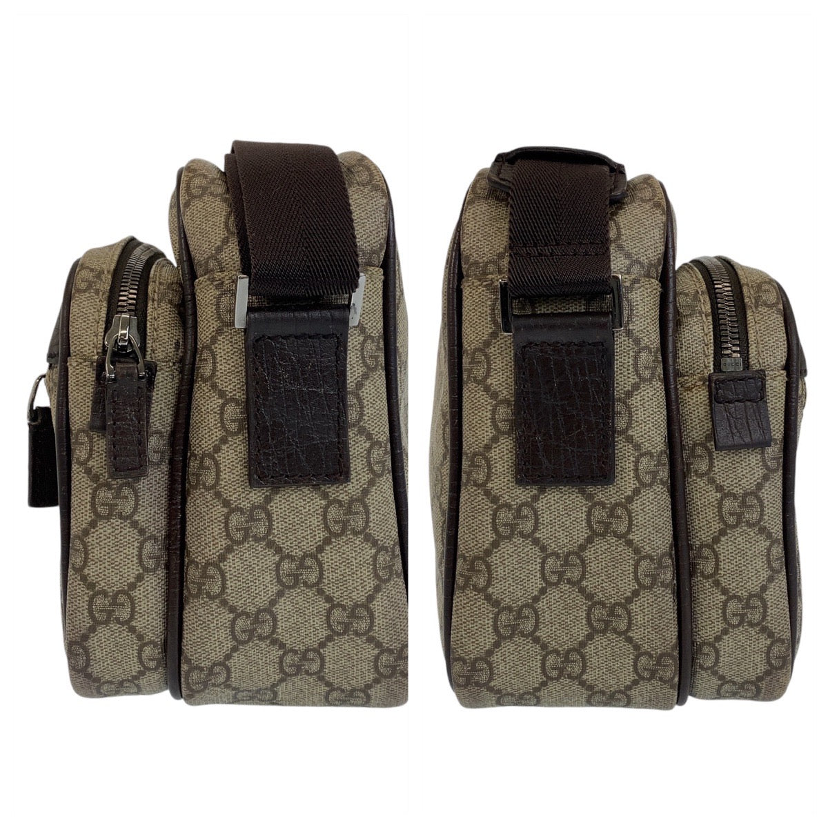12300
GUCCI グッチ ブラウン シルバー金具 GGスプリームキャンバス / レザー 114531 斜め掛け ショルダーバッグ ポシェット  レディース