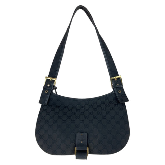 112298
GUCCI グッチ GG柄 ブラック 黒 ゴールド金具 GGキャンバス / レザー 90665 斜め掛け ショルダーバッグ メッセンジャーバッグ  レディース