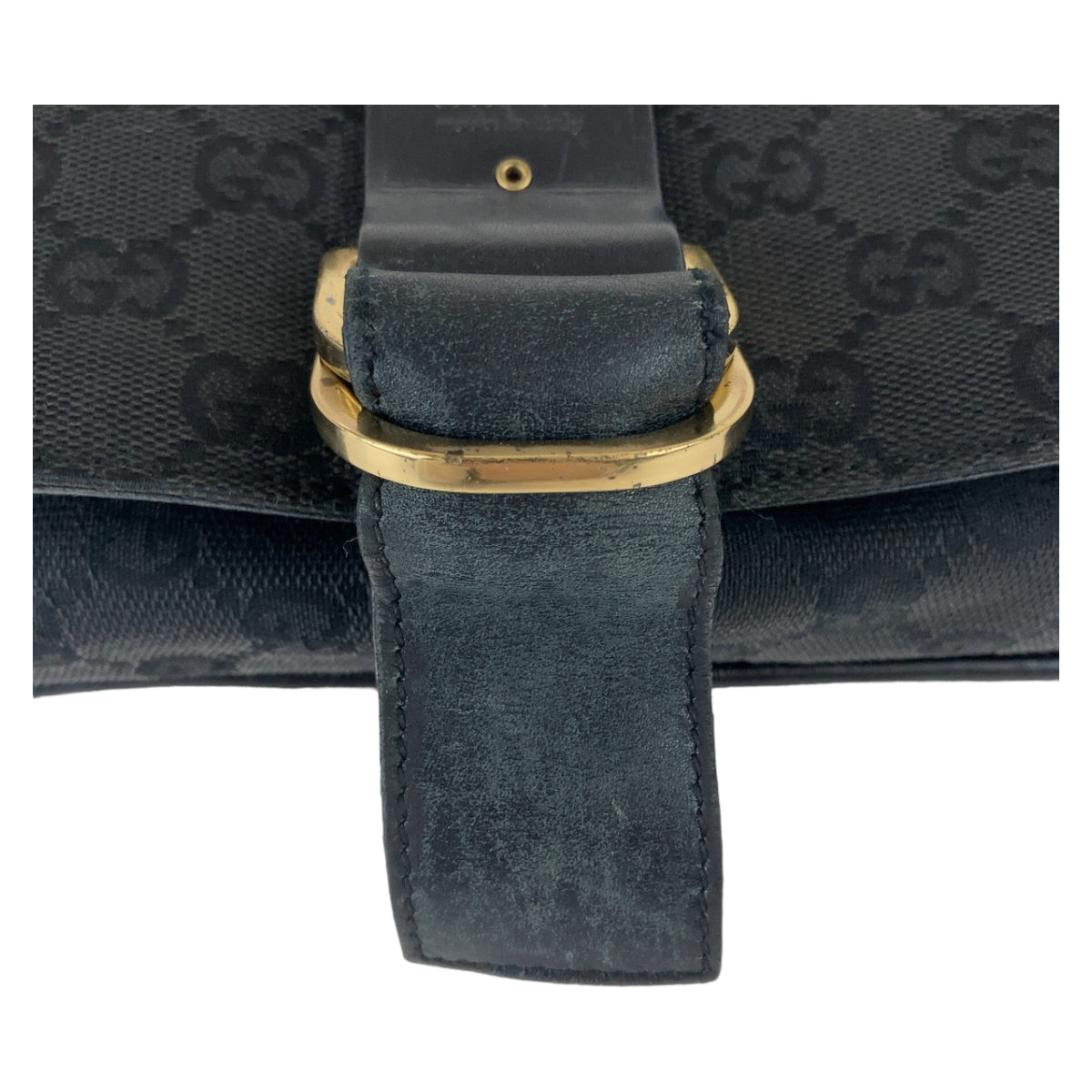 112298
GUCCI グッチ GG柄 ブラック 黒 ゴールド金具 GGキャンバス / レザー 90665 斜め掛け ショルダーバッグ メッセンジャーバッグ  レディース