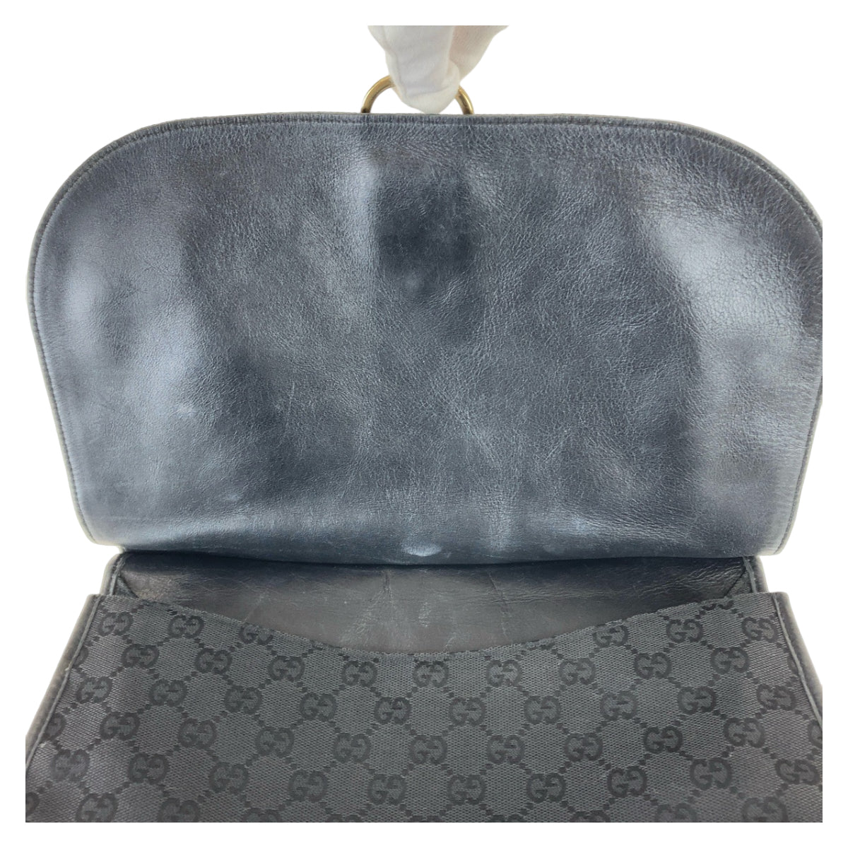 112298
GUCCI グッチ GG柄 ブラック 黒 ゴールド金具 GGキャンバス / レザー 90665 斜め掛け ショルダーバッグ メッセンジャーバッグ  レディース