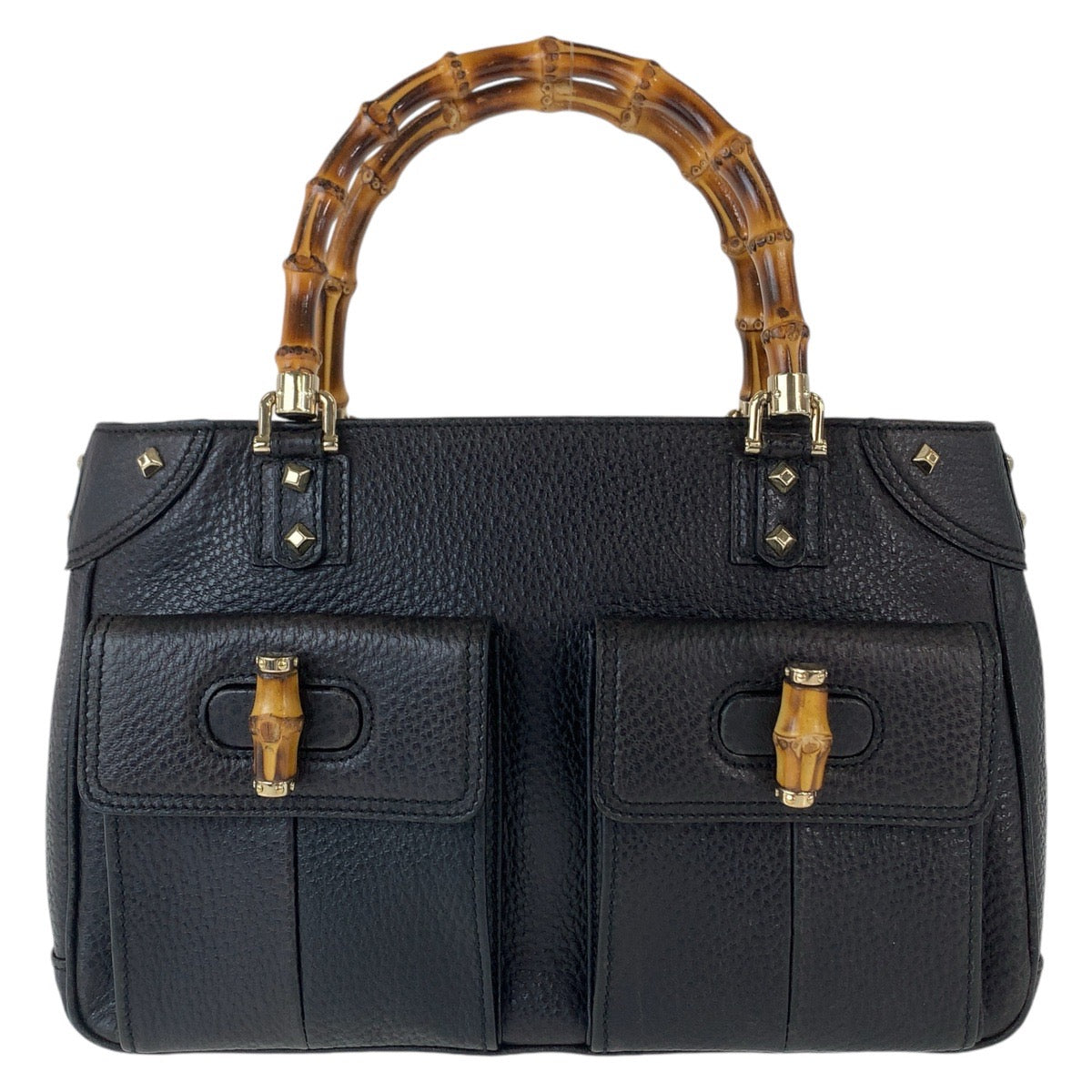 GUCCI グッチ バンブー ブラック 黒 ゴールド金具 レザー 137381 ハンドバッグ トートバッグ  レディース