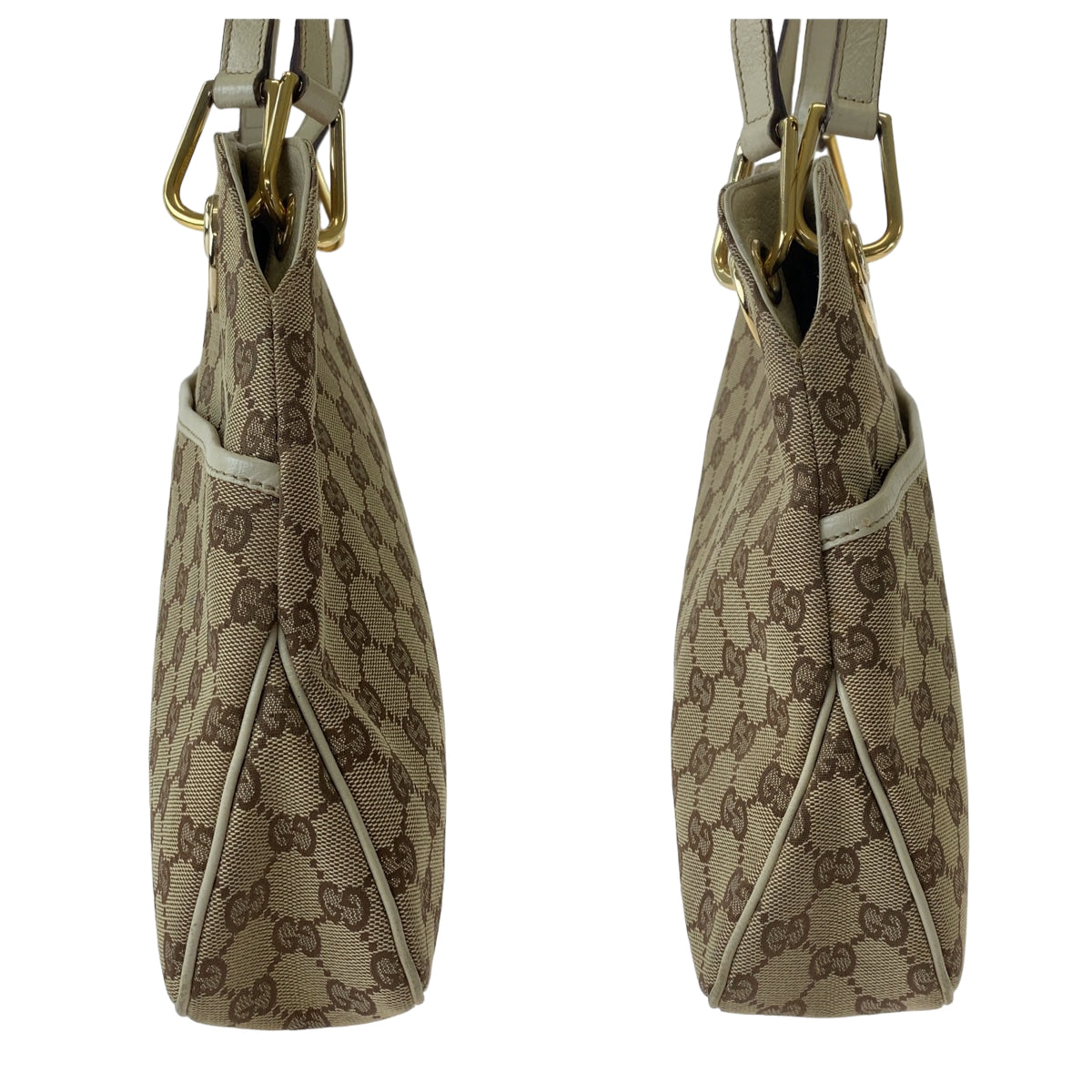 12293
GUCCI グッチ ベージュ ブラウン アイボリー ゴールド金具 GGキャンバス 121023 ショルダーバッグ トートバッグ  レディース