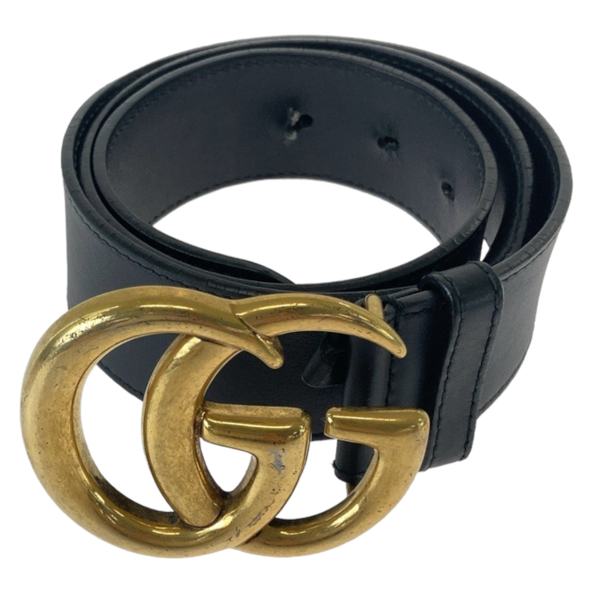 11795
GUCCI グッチ GGマーモント 75cm/30インチ 男女兼用 ブラック ゴールド金具 レザー 400593 ベルト  メンズ AB34