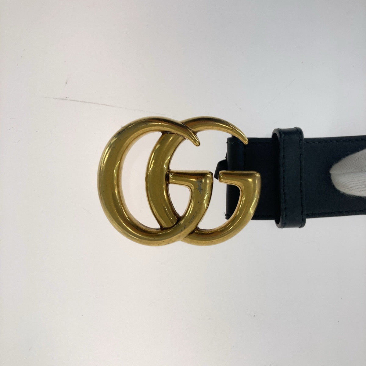 11795
GUCCI グッチ GGマーモント 75cm/30インチ 男女兼用 ブラック ゴールド金具 レザー 400593 ベルト  メンズ AB34
