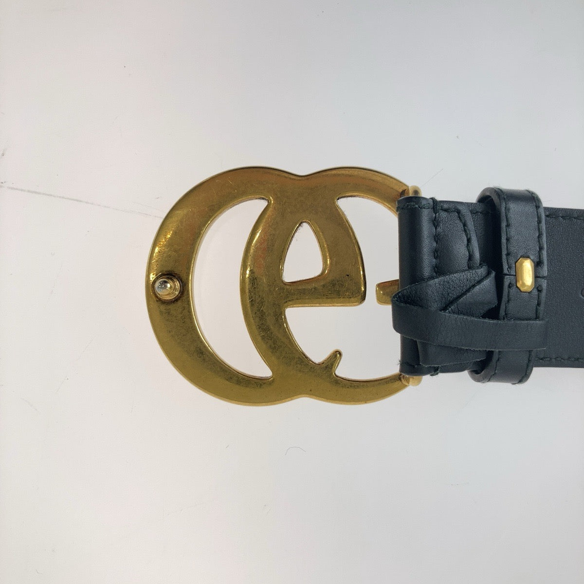 11795
GUCCI グッチ GGマーモント 75cm/30インチ 男女兼用 ブラック ゴールド金具 レザー 400593 ベルト  メンズ AB34