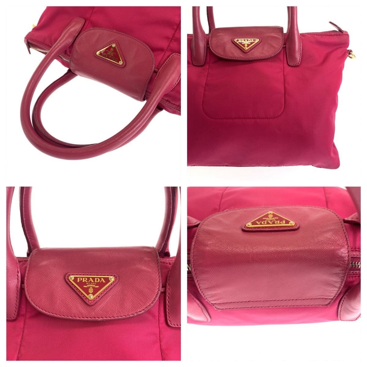 12288
PRADA プラダ サフィアーノ イビスコ ピンク ゴールド金具 レザー / ナイロン BN2106 トートバッグ ショルダーバッグ ハンドバッグ  レディース