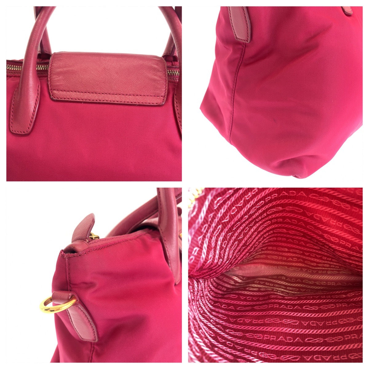 12288
PRADA プラダ サフィアーノ イビスコ ピンク ゴールド金具 レザー / ナイロン BN2106 トートバッグ ショルダーバッグ ハンドバッグ  レディース