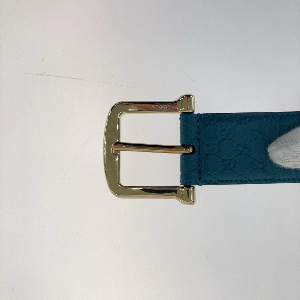11805
GUCCI グッチ マイクログッチシマ GG 90cm/36インチ ブルー ゴールド金具 レザー 281548 ベルト  メンズ