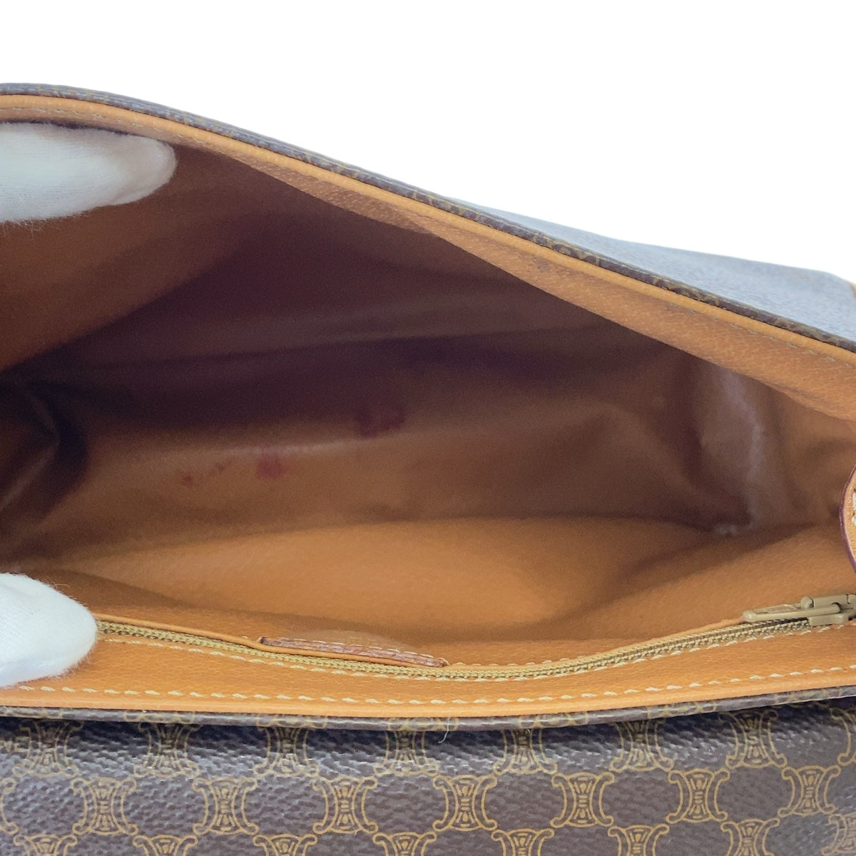 CELINE セリーヌ マカダム ブラウン ゴールド金具 PVC ショルダーバッグ 斜め掛け  レディース