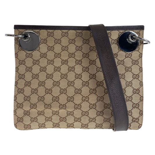 12895
GUCCI グッチ ブラウン シルバー金具 / GGキャンバス / レザー 120841 ショルダーバッグ ポシェット  レディース