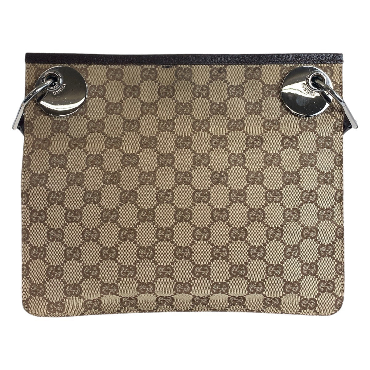12895
GUCCI グッチ ブラウン シルバー金具 / GGキャンバス / レザー 120841 ショルダーバッグ ポシェット  レディース