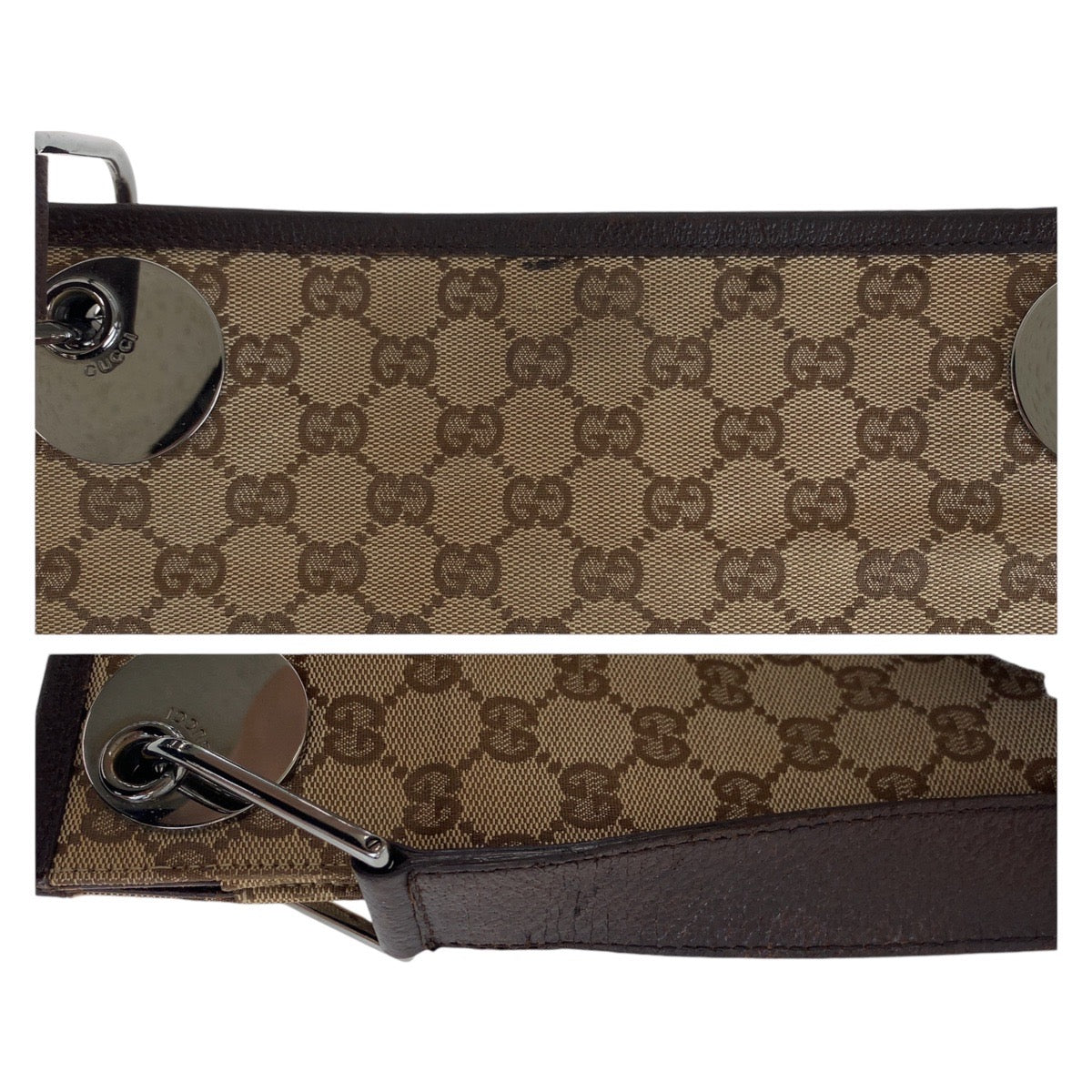 12895
GUCCI グッチ ブラウン シルバー金具 / GGキャンバス / レザー 120841 ショルダーバッグ ポシェット  レディース