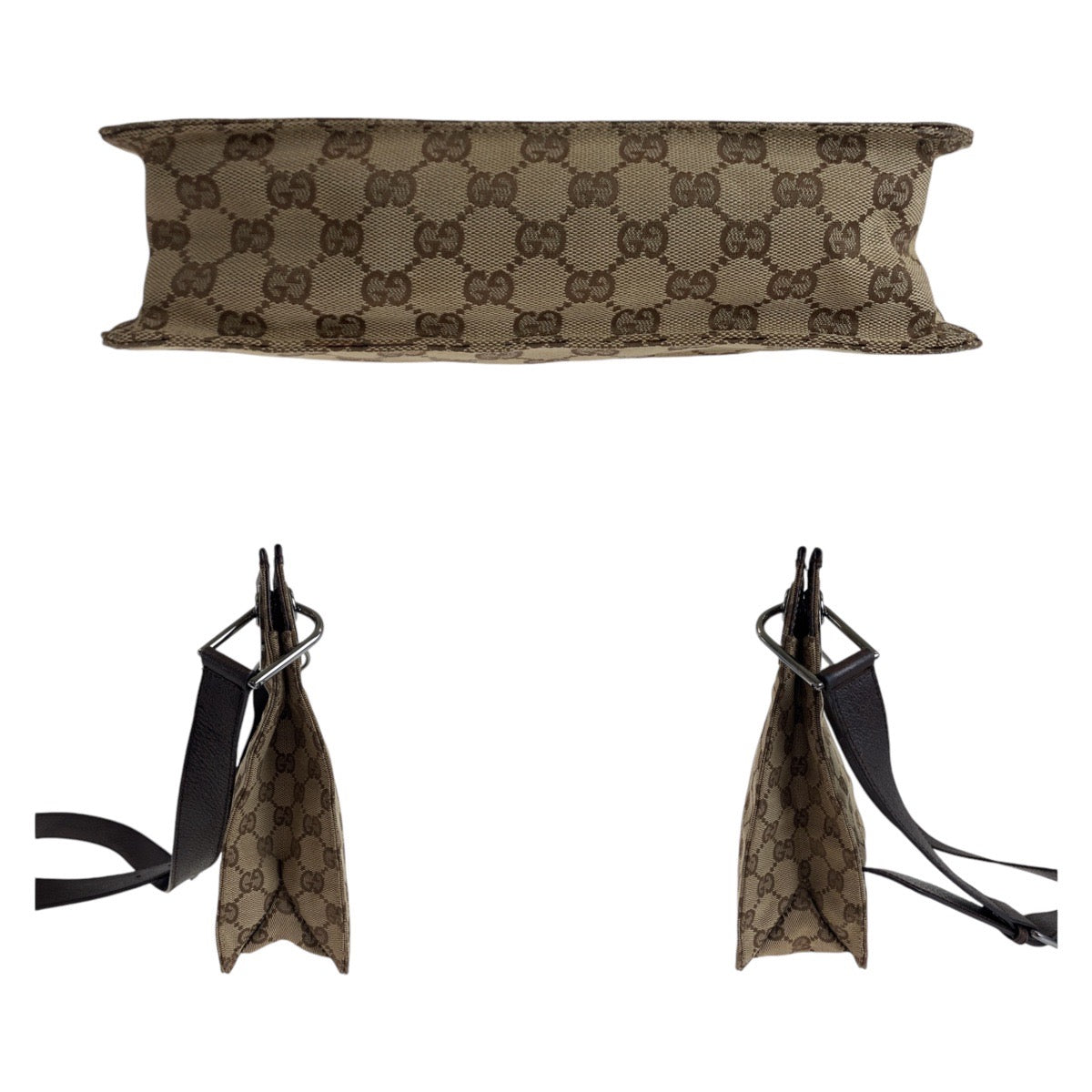 12895
GUCCI グッチ ブラウン シルバー金具 / GGキャンバス / レザー 120841 ショルダーバッグ ポシェット  レディース
