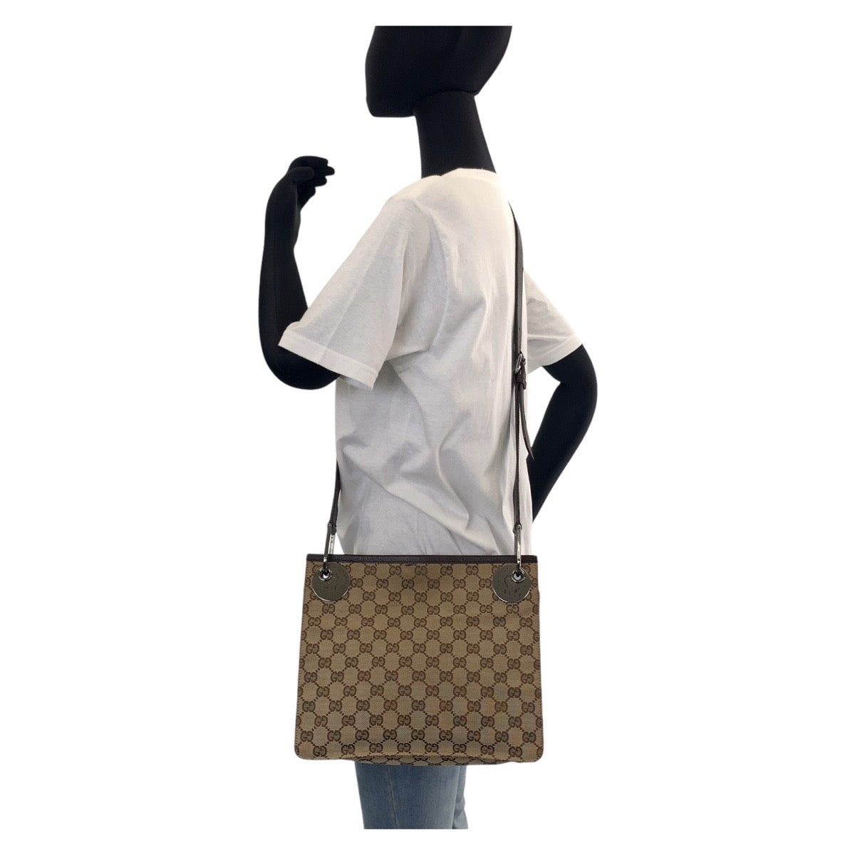 12895
GUCCI グッチ ブラウン シルバー金具 / GGキャンバス / レザー 120841 ショルダーバッグ ポシェット  レディース
