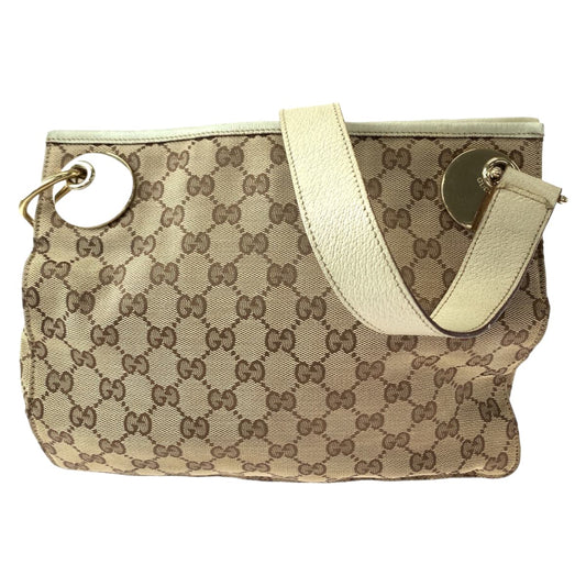 11821
GUCCI グッチ ブラウン ベージュ ゴールド金具 GGキャンバス 120841 ショルダーバッグ 斜め掛け メッセンジャーバッグ  レディース ABP28