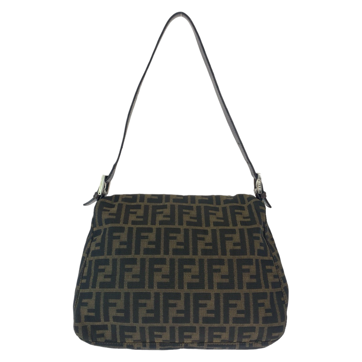 FENDI フェンディ ズッカ柄 マンマバケット ブラウン シルバー金具 キャンバス ワンショルダーバッグ 肩掛け  レディース