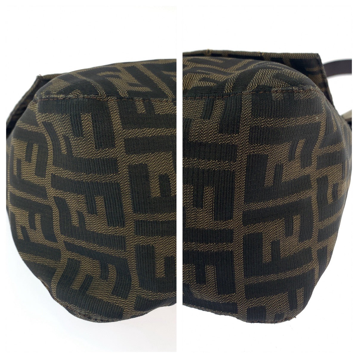 FENDI フェンディ ズッカ柄 マンマバケット ブラウン シルバー金具 キャンバス ワンショルダーバッグ 肩掛け  レディース