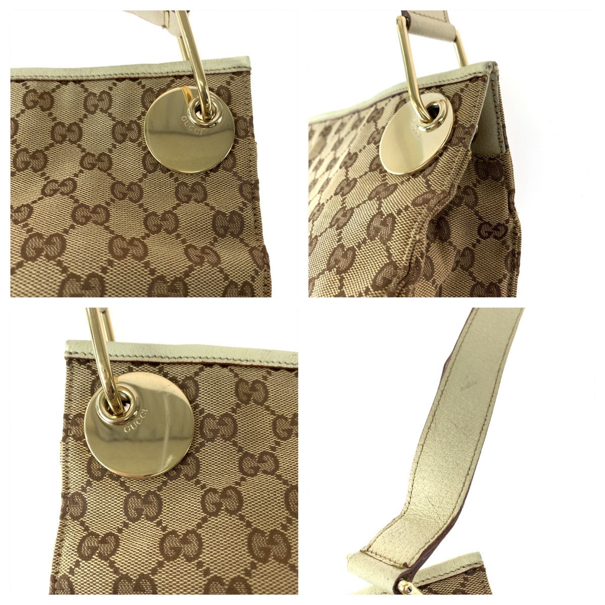 11821
GUCCI グッチ ブラウン ベージュ ゴールド金具 GGキャンバス 120841 ショルダーバッグ 斜め掛け メッセンジャーバッグ  レディース ABP28