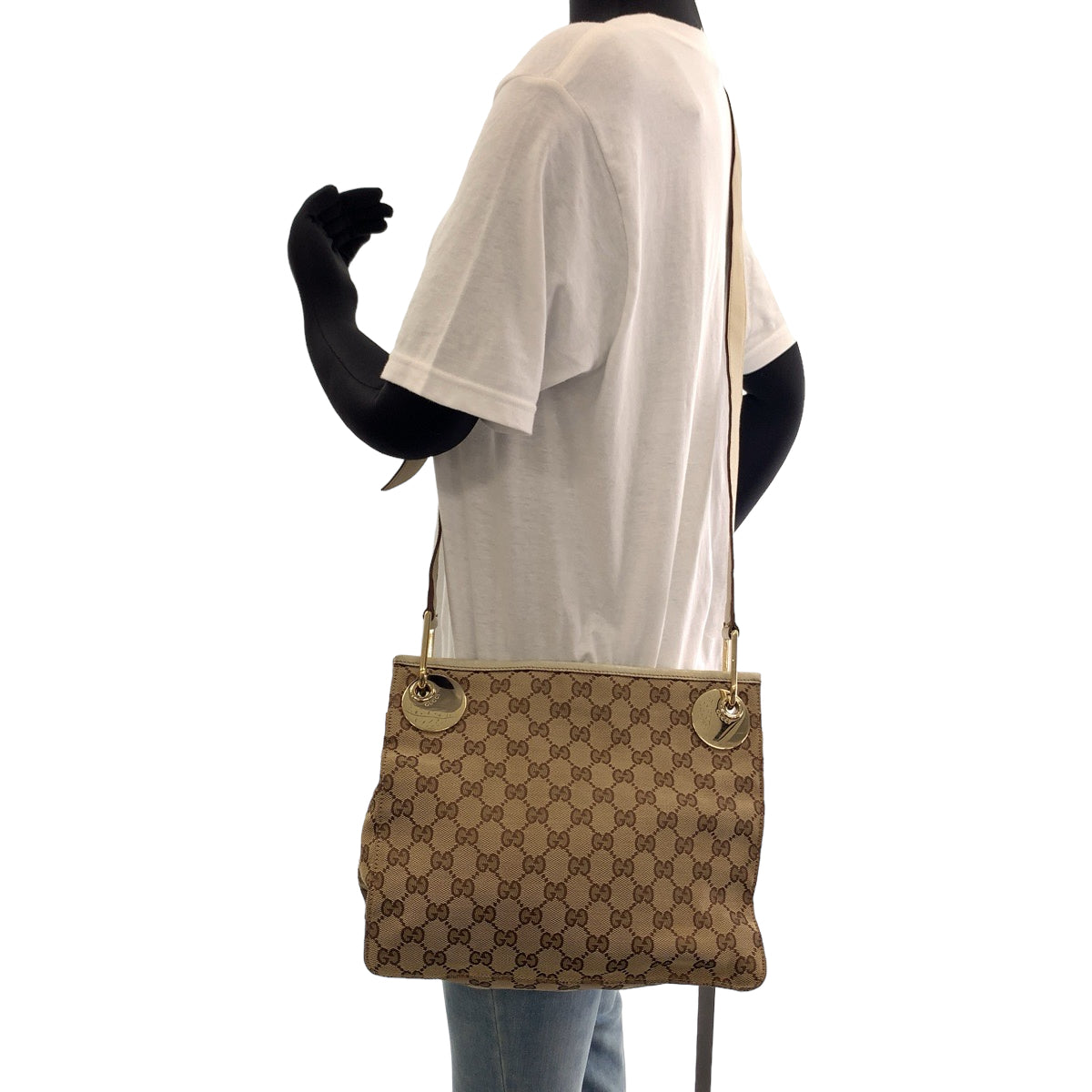 11821
GUCCI グッチ ブラウン ベージュ ゴールド金具 GGキャンバス 120841 ショルダーバッグ 斜め掛け メッセンジャーバッグ  レディース ABP28