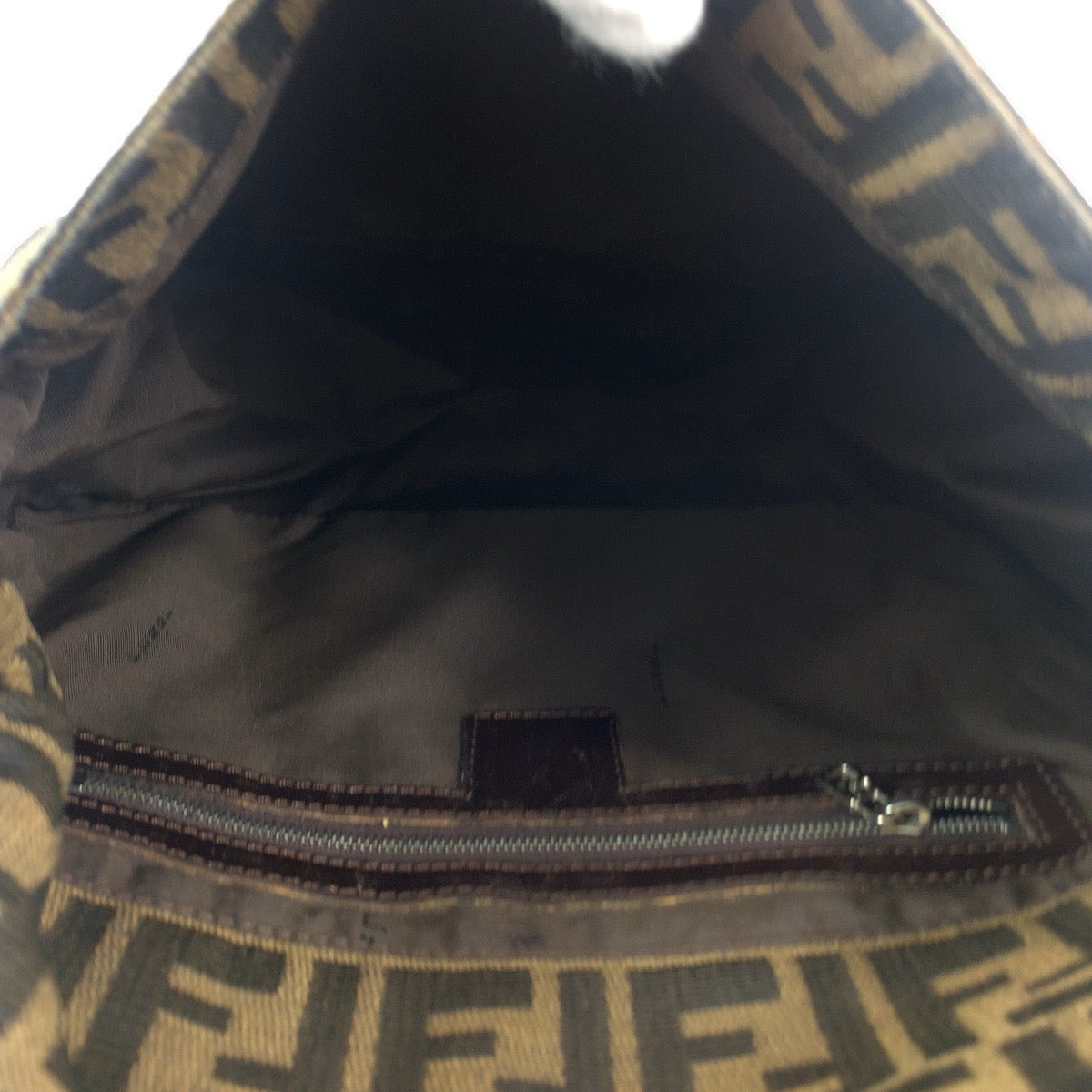 FENDI フェンディ ズッカ柄 マンマバケット ブラウン シルバー金具 キャンバス ワンショルダーバッグ 肩掛け  レディース