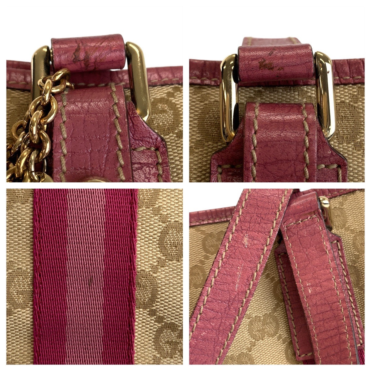 12282
GUCCI グッチ シェリー GG柄 ベージュ ピンク ゴールド金具 GGキャンバス / レザー 137396 トートバッグ ハンドバッグ ショルダーバッグ  レディース