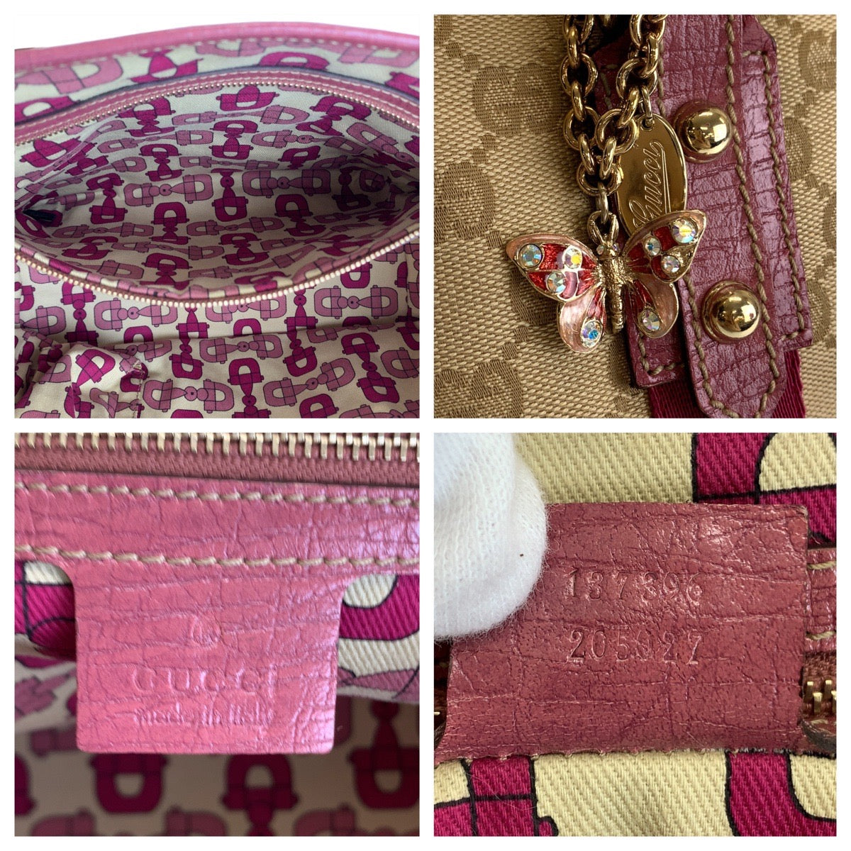 12282
GUCCI グッチ シェリー GG柄 ベージュ ピンク ゴールド金具 GGキャンバス / レザー 137396 トートバッグ ハンドバッグ ショルダーバッグ  レディース