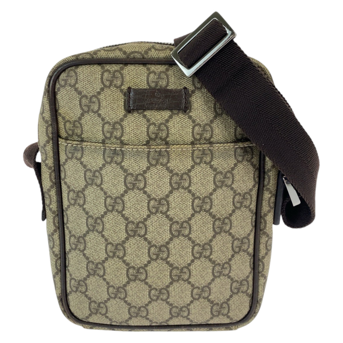 12280
GUCCI グッチ ベージュ ブラウン シルバー金具 GGスプリームキャンバス 122754 斜め掛け ショルダーバッグ ポシェット  メンズ