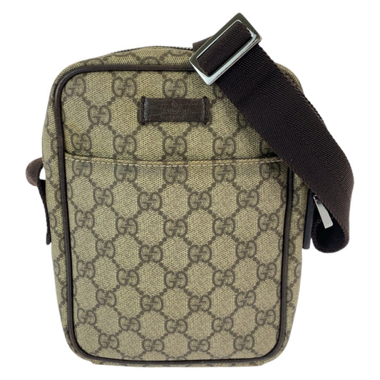 12280
GUCCI グッチ ベージュ ブラウン シルバー金具 GGスプリームキャンバス 122754 斜め掛け ショルダーバッグ ポシェット  メンズ