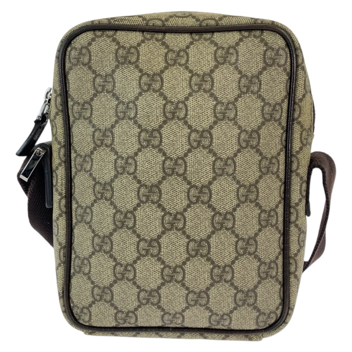 12280
GUCCI グッチ ベージュ ブラウン シルバー金具 GGスプリームキャンバス 122754 斜め掛け ショルダーバッグ ポシェット  メンズ