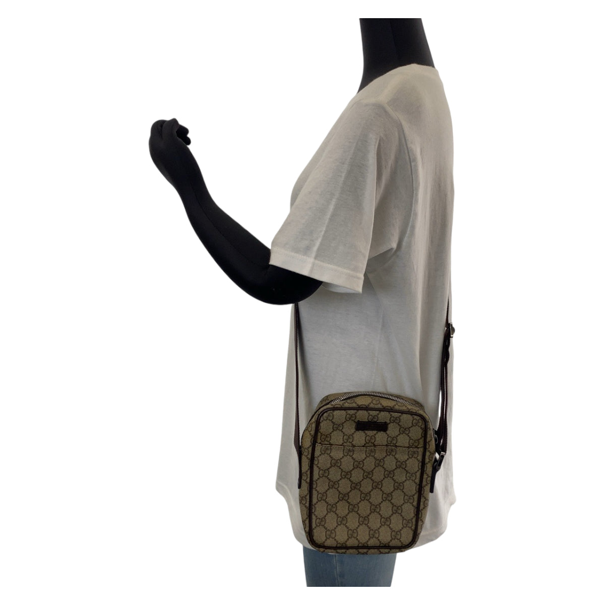 12280
GUCCI グッチ ベージュ ブラウン シルバー金具 GGスプリームキャンバス 122754 斜め掛け ショルダーバッグ ポシェット  メンズ