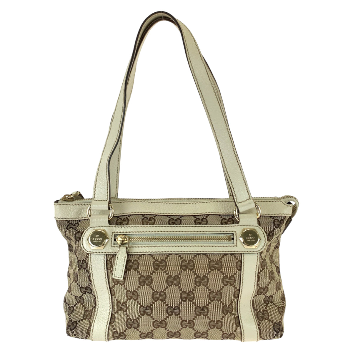 111814
GUCCI グッチ ブラウン アイボリー ゴールド金具 GGキャンバス 142558 トートバッグ ショルダーバッグ  レディース