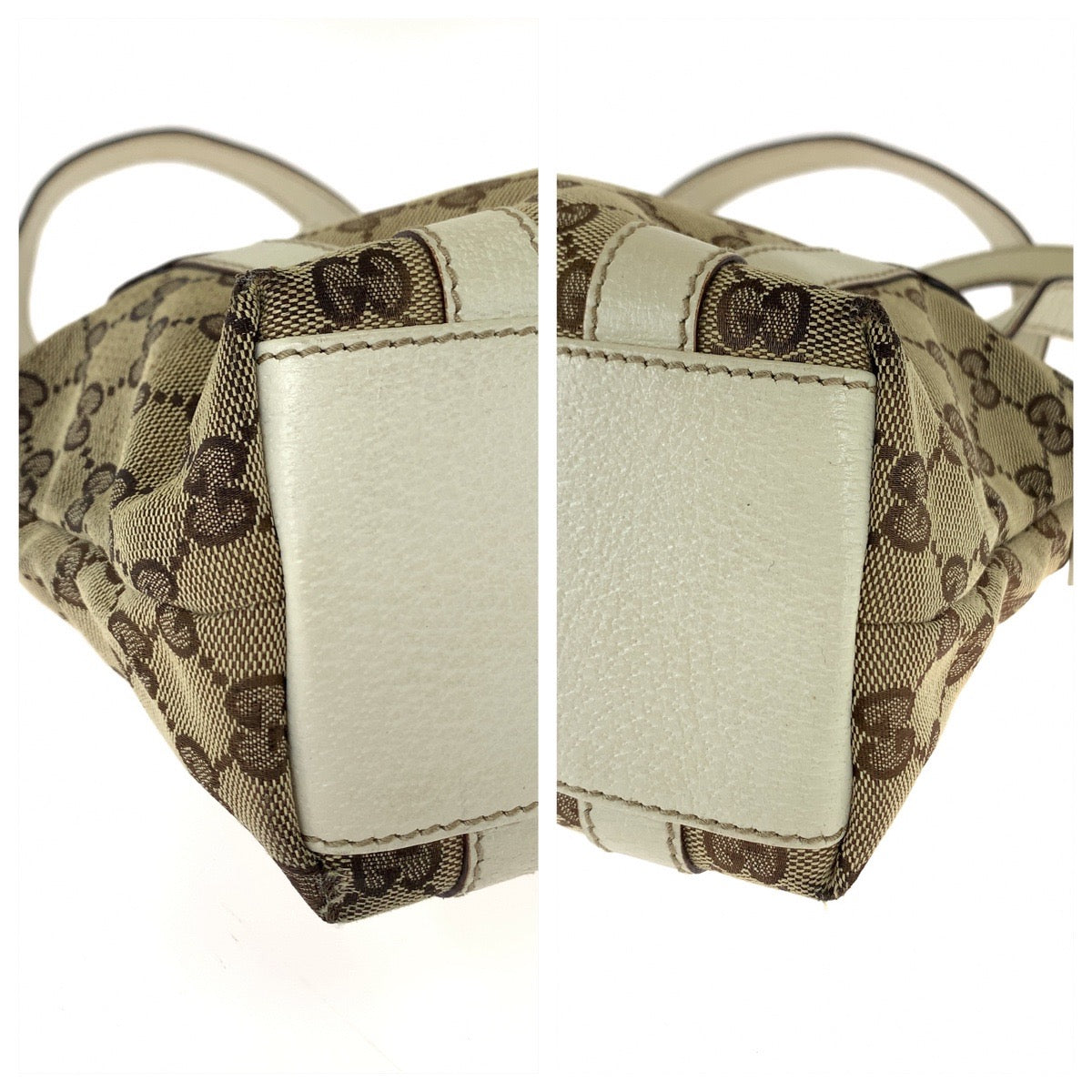 111814
GUCCI グッチ ブラウン アイボリー ゴールド金具 GGキャンバス 142558 トートバッグ ショルダーバッグ  レディース