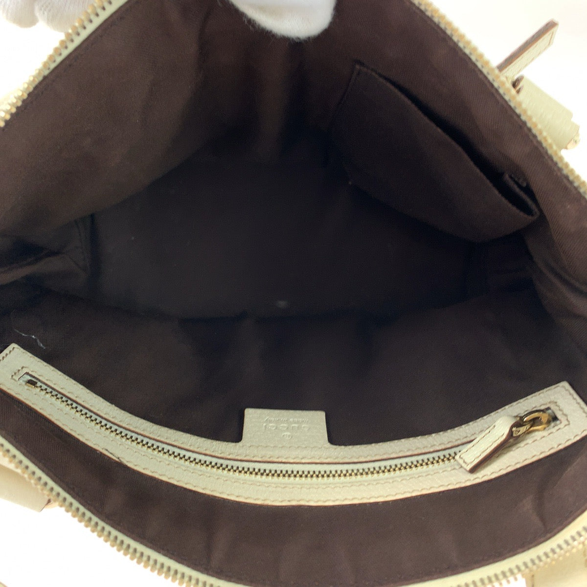 111814
GUCCI グッチ ブラウン アイボリー ゴールド金具 GGキャンバス 142558 トートバッグ ショルダーバッグ  レディース