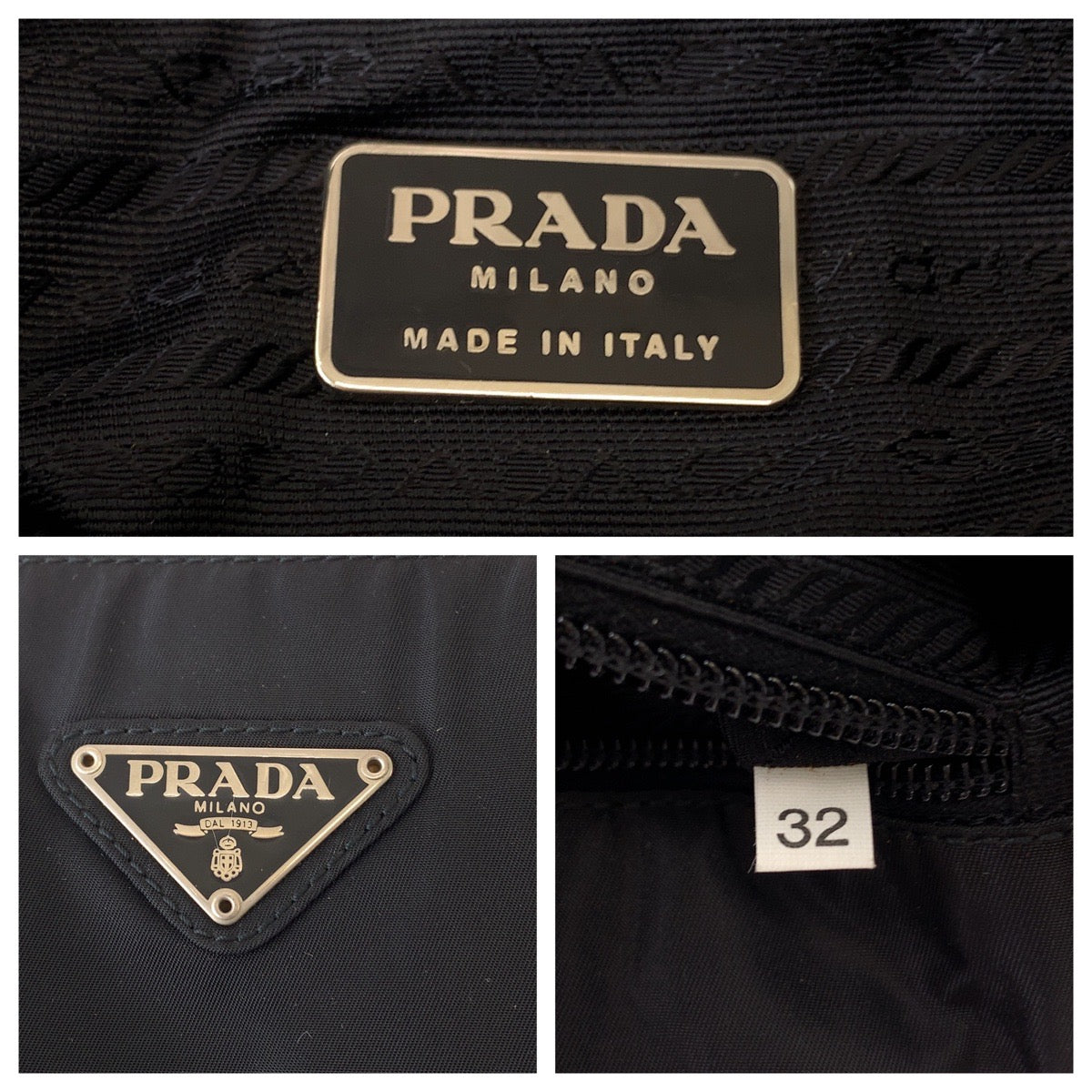 111815
PRADA プラダ テスート 三角ロゴプレート ブラック 黒 シルバー金具 ナイロン トートバッグ ハンドバッグ  レディース