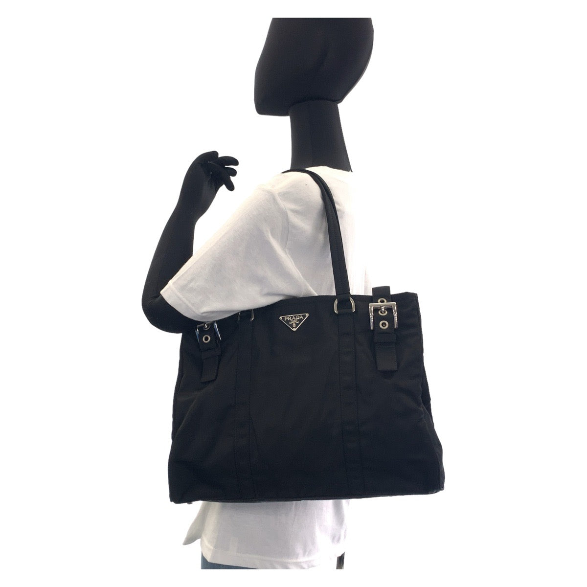 11816
PRADA プラダ テスート 三角ロゴプレート ブラック 黒 シルバー金具 ナイロン トートバッグ ショルダーバッグ ビジネスバッグ  メンズ